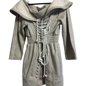 AKIRA Gray Lace-Up Dress